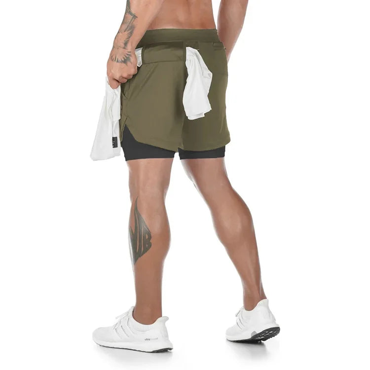 Short de sport camouflage haute performance 2 en 1 VIBEFORCE pour homme