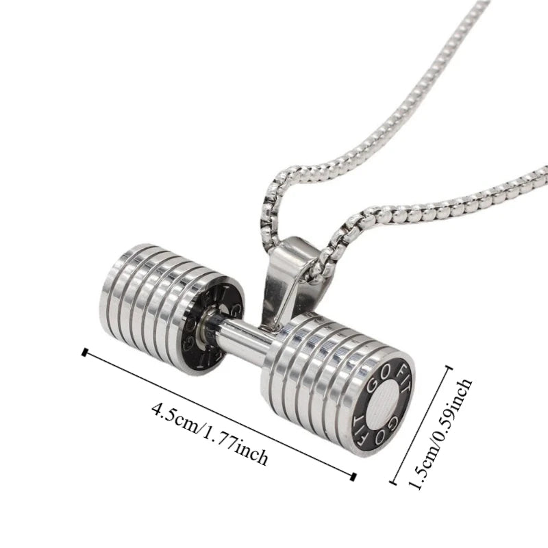 Collier pendentif haltère unisexe GRITT en acier inoxydable