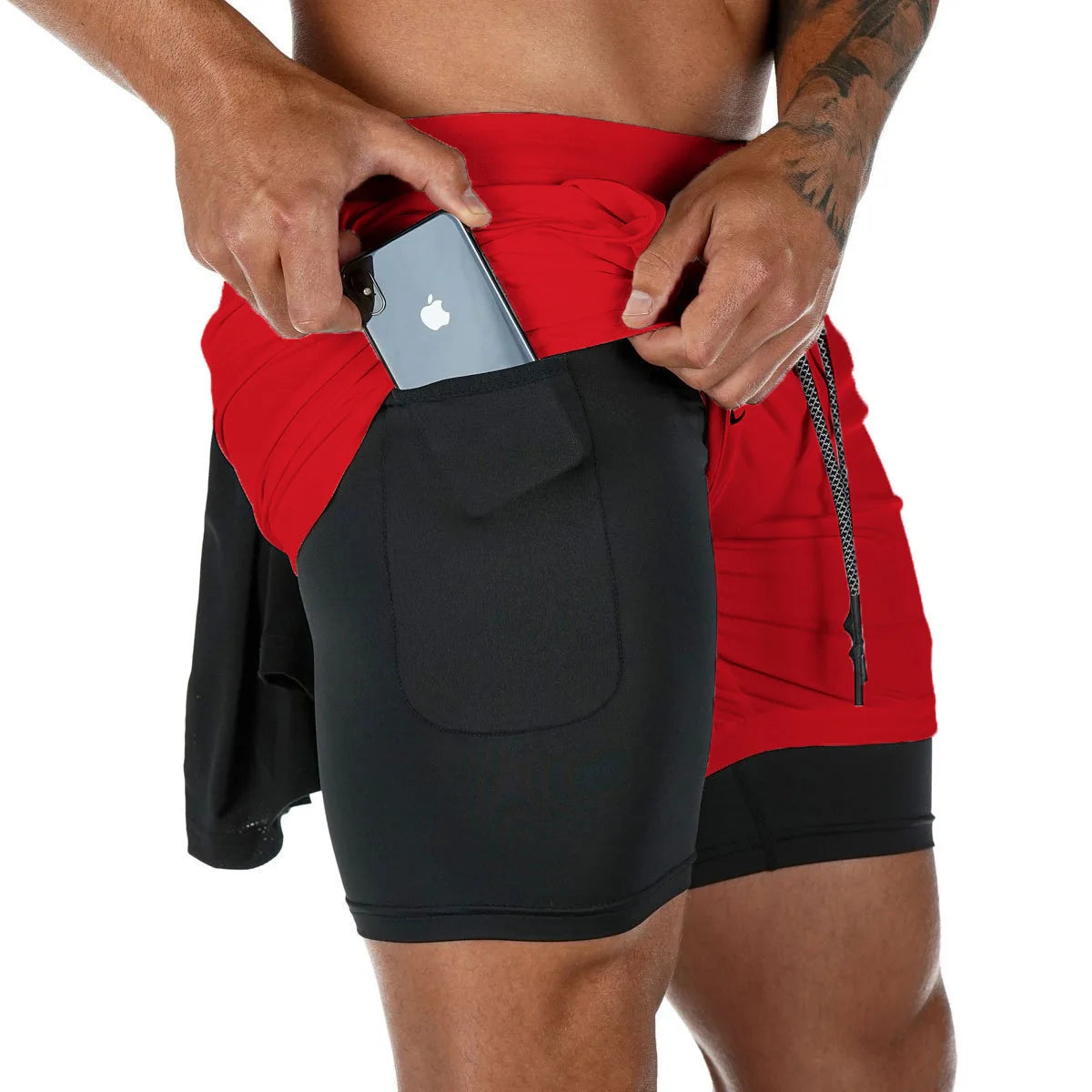 Short de sport camouflage haute performance 2 en 1 VIBEFORCE pour homme