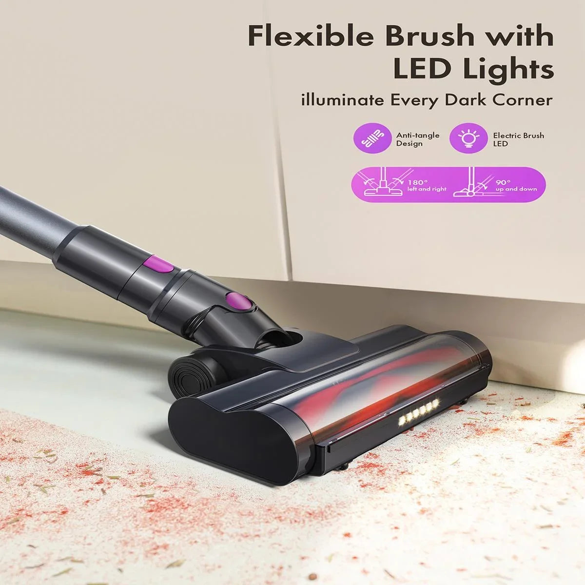 Aspirateur sans fil INSE S10 VORTEX à 3 vitesses avec 2 batteries pour parquets et poils d'animaux