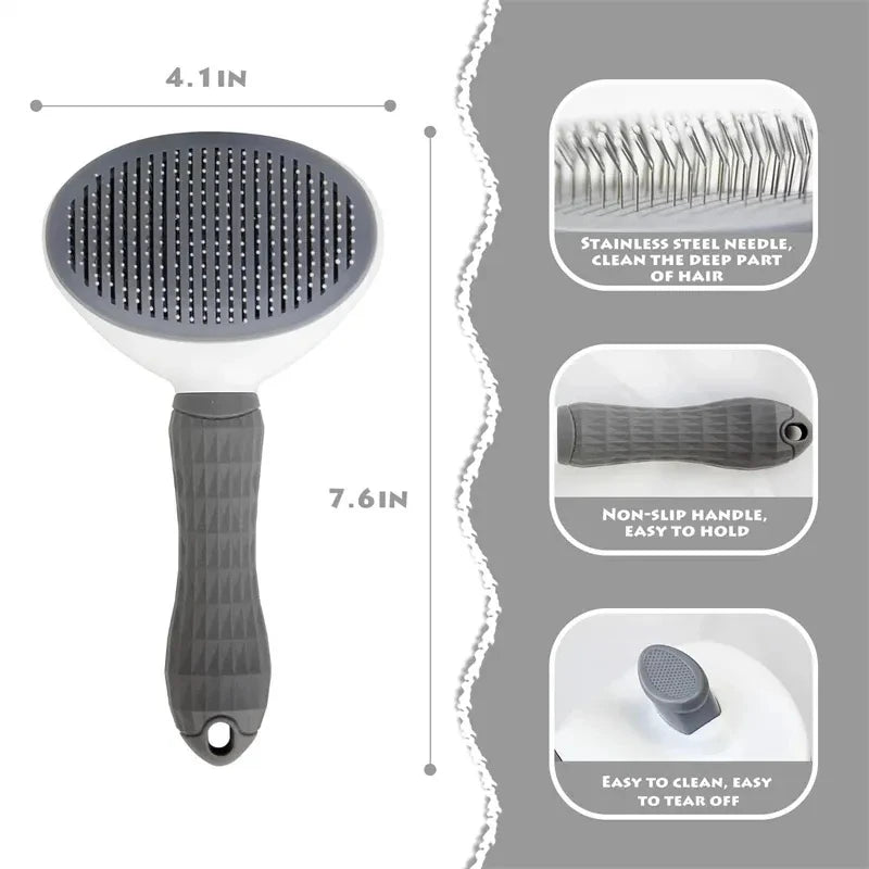 Brosse autonettoyante pour poils d'animaux et poils de chats et de chiens