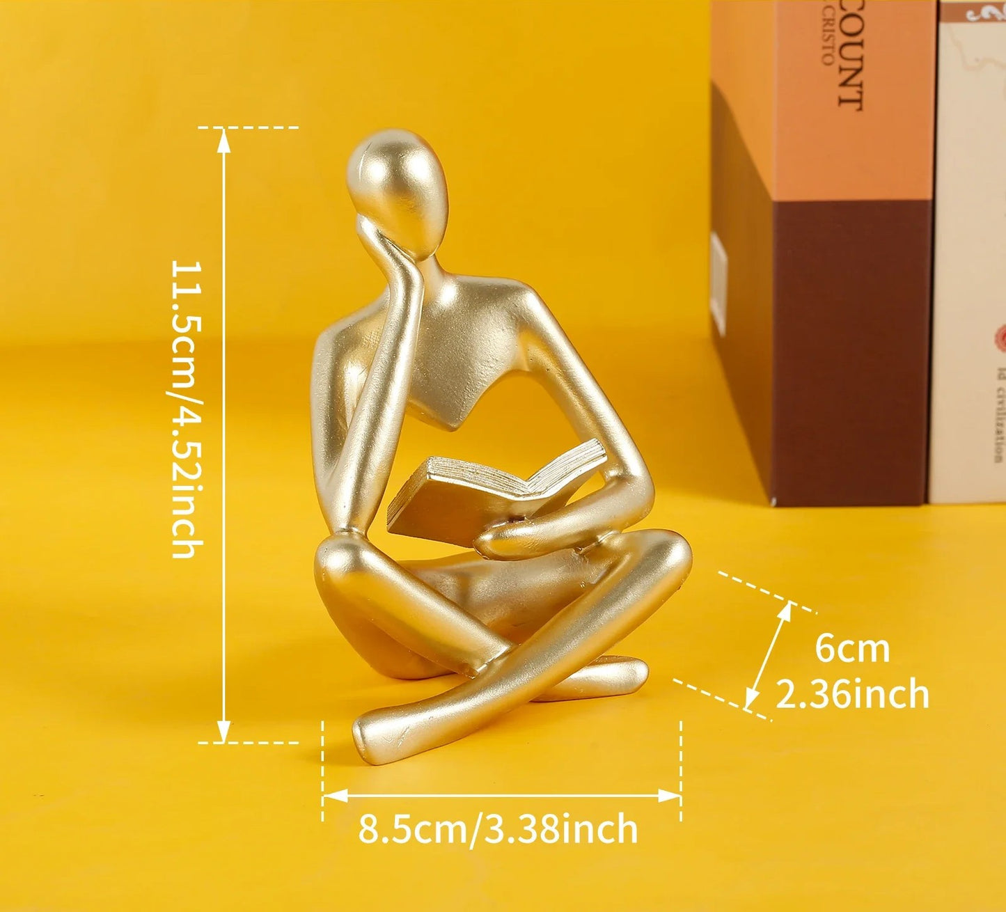Penseur / Sculpture abstraite en résine pour décoration d'étagère ou de table