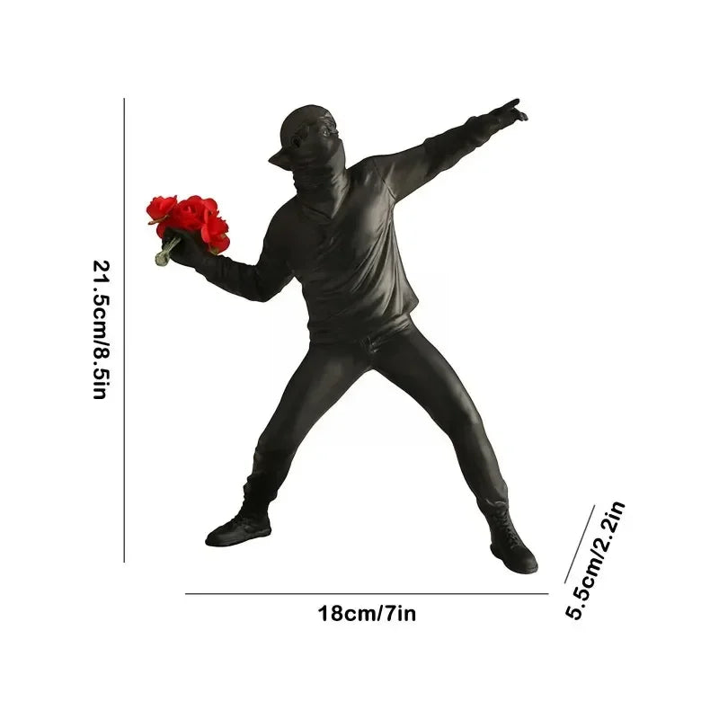 Sculpture de lanceur de fleurs de Banksy / Art moderne en résine pour la décoration