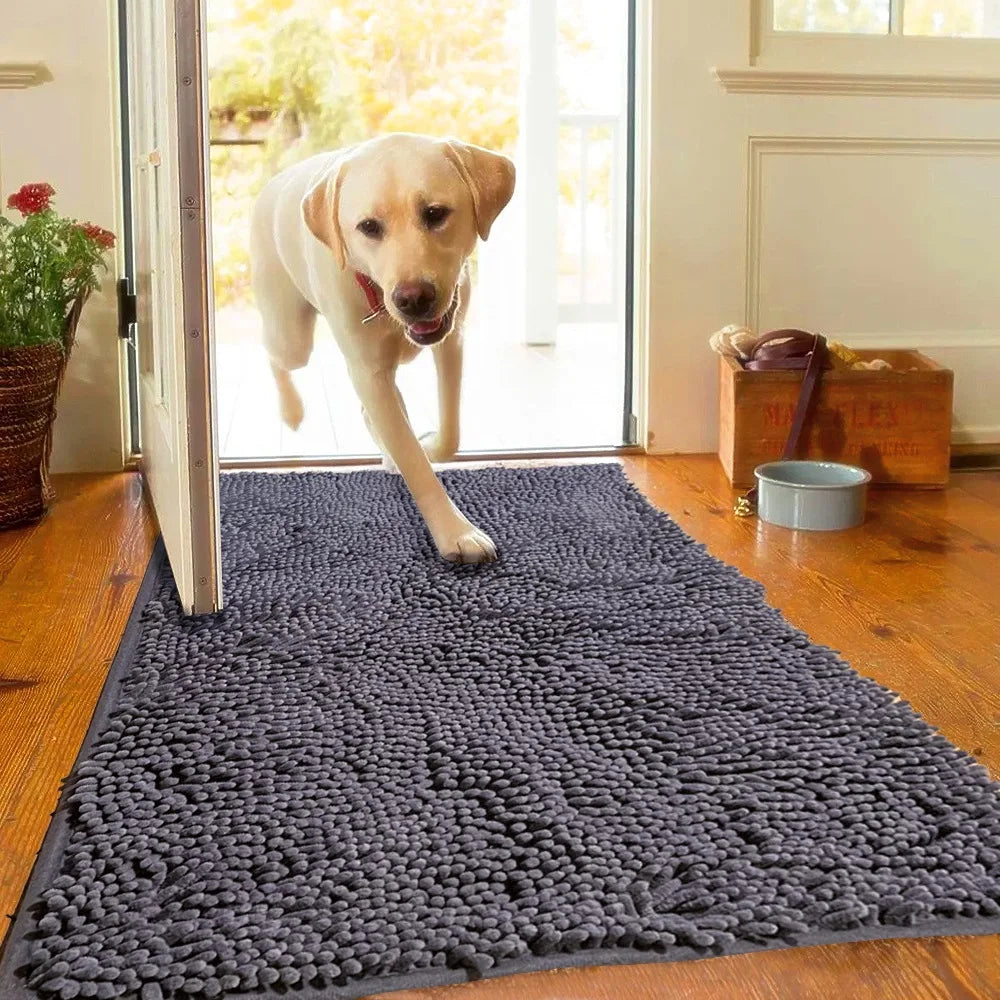 Tapis absorbant et antidérapant en chenille pour animaux de compagnie, idéal pour les entrées intérieures
