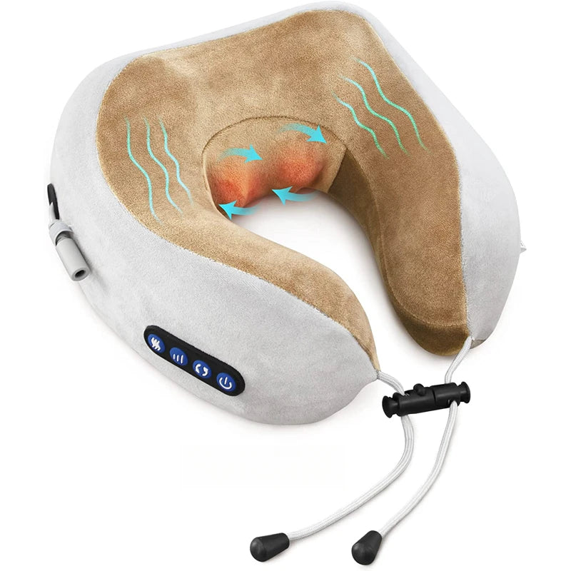 Masseur de cou en forme de U / Oreiller électrique portable avec chauffage et port USB