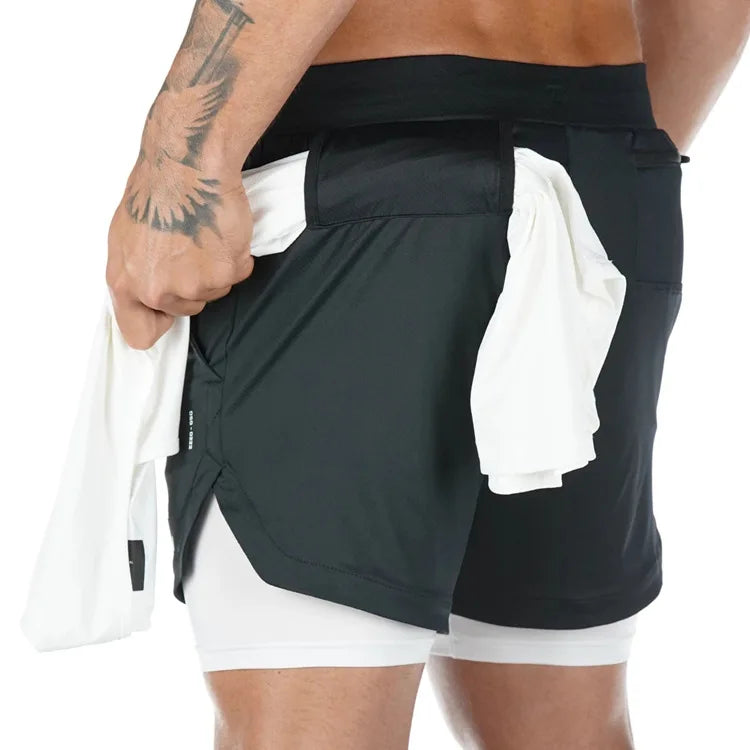 Short de sport camouflage haute performance 2 en 1 VIBEFORCE pour homme