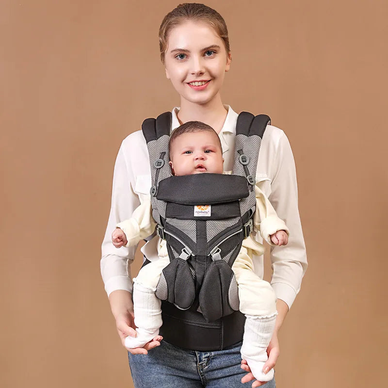 Porte-bébé ergonomique HALLOVA avec maille aérée et soutien lombaire