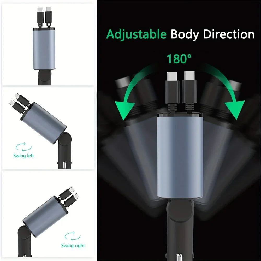 Chargeur de voiture rétractable 4 en 1 VOLTRIX avec 120 W