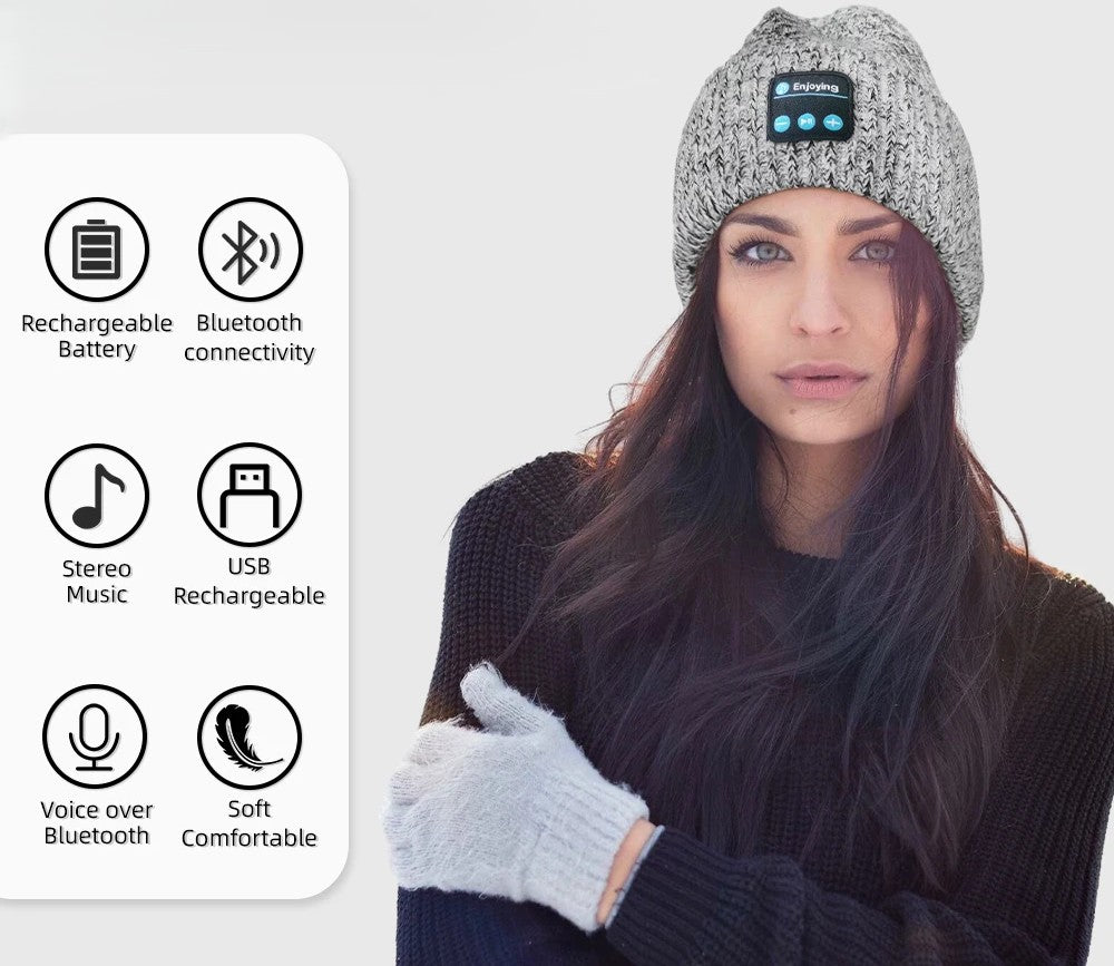 Bonnet d'hiver unisexe Bluetooth / Bonnet tricoté chaud avec écouteurs sans fil