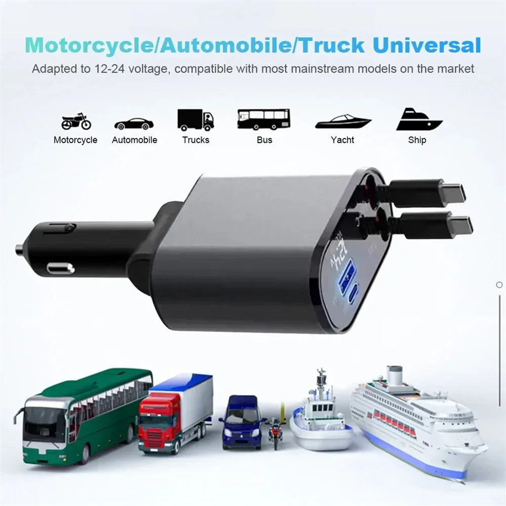 Chargeur de voiture rétractable 4 en 1 VOLTRIX avec 120 W
