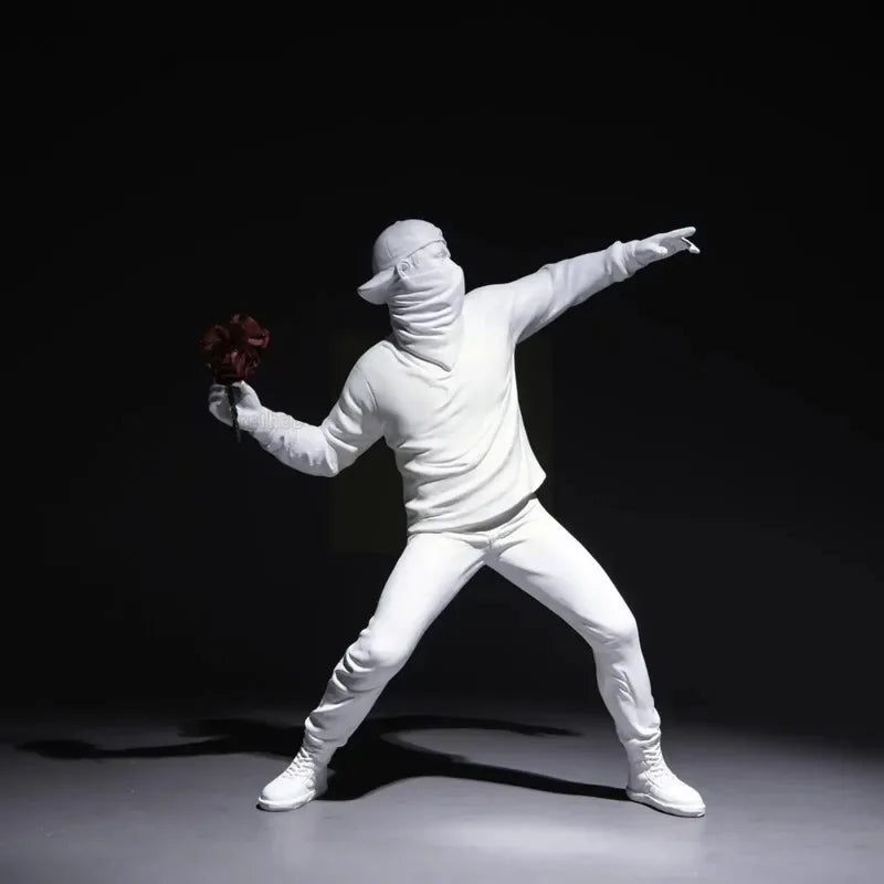 Sculpture de lanceur de fleurs de Banksy / Art moderne en résine pour la décoration