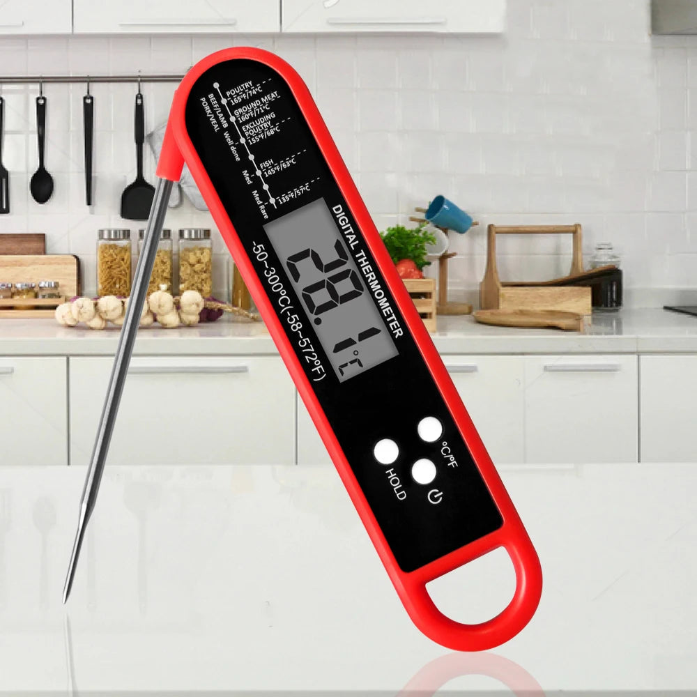 1 thermomètre de cuisine pliable rétroéclairé numérique pour barbecue prêt à lire