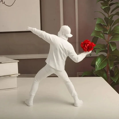 Sculpture de lanceur de fleurs de Banksy / Art moderne en résine pour la décoration