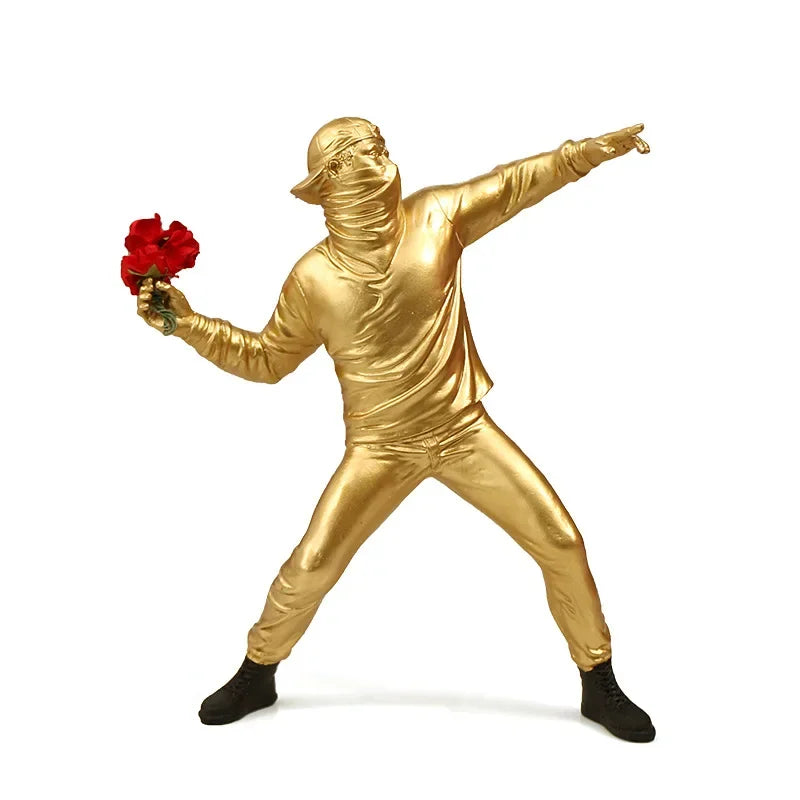 Sculpture de lanceur de fleurs de Banksy / Art moderne en résine pour la décoration