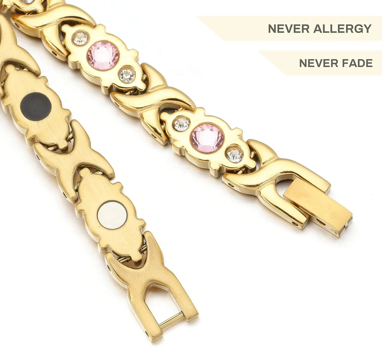 Bracelet bioénergétique LYMORA pour femme avec cristaux naturels et acier titane