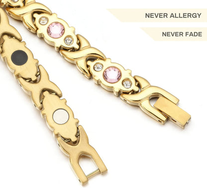 Bracelet bioénergétique LYMORA pour femme avec cristaux naturels et acier titane
