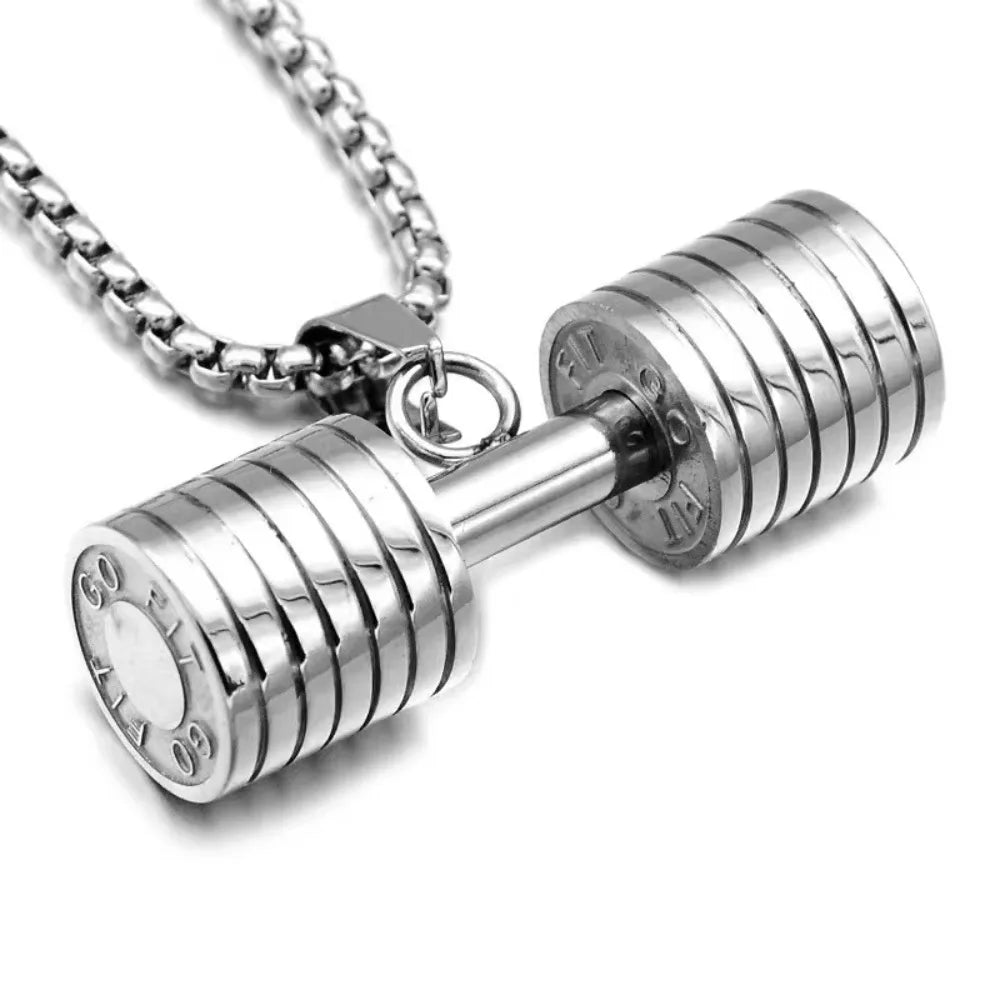 Collier pendentif haltère unisexe GRITT en acier inoxydable
