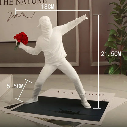 Sculpture de lanceur de fleurs de Banksy / Art moderne en résine pour la décoration