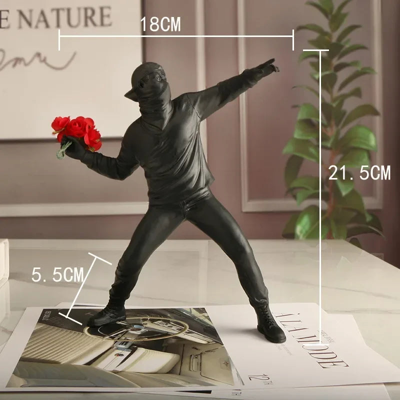 Sculpture de lanceur de fleurs de Banksy / Art moderne en résine pour la décoration