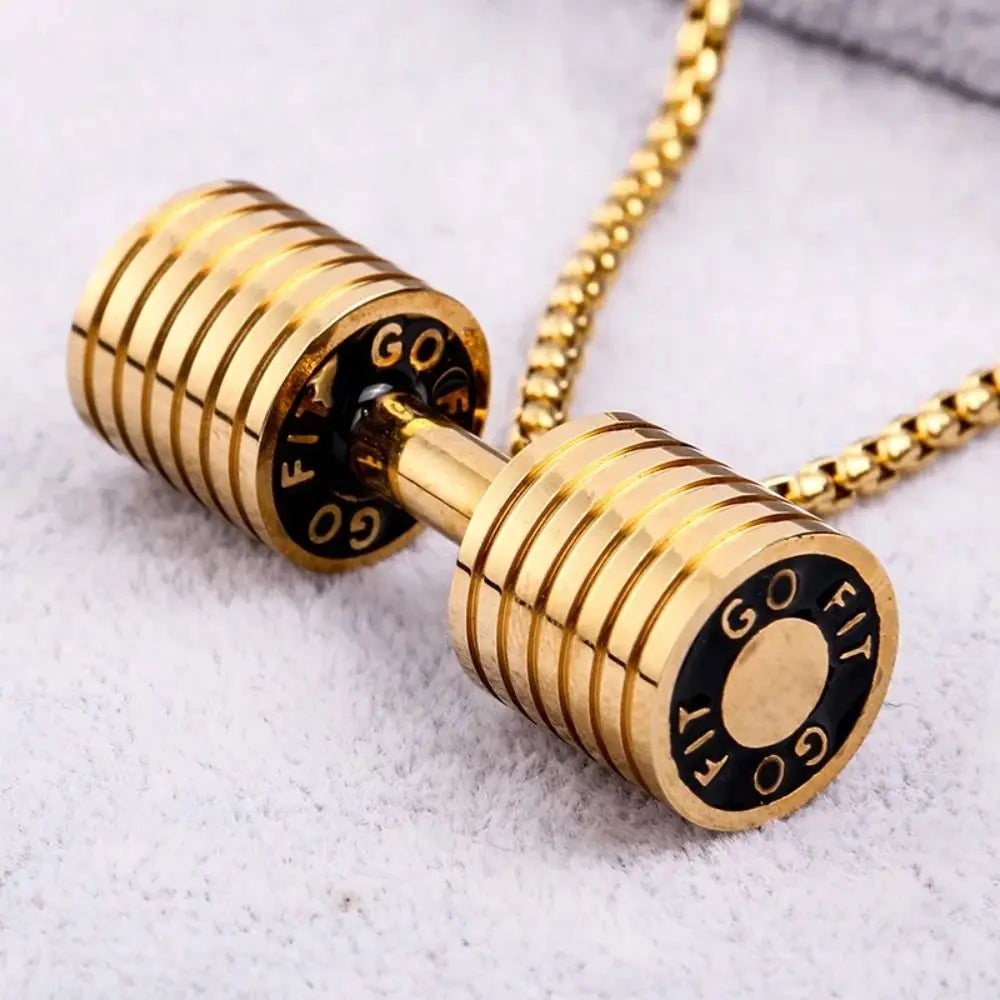 Collier pendentif haltère unisexe GRITT en acier inoxydable