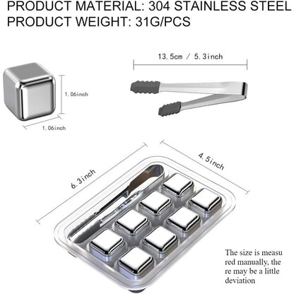 Pierres à whisky réutilisables en acier inoxydable 