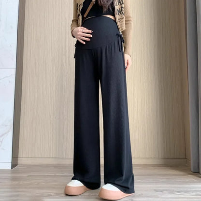 Pantalon de maternité / Taille haute avec maintien du ventre – Jambe large