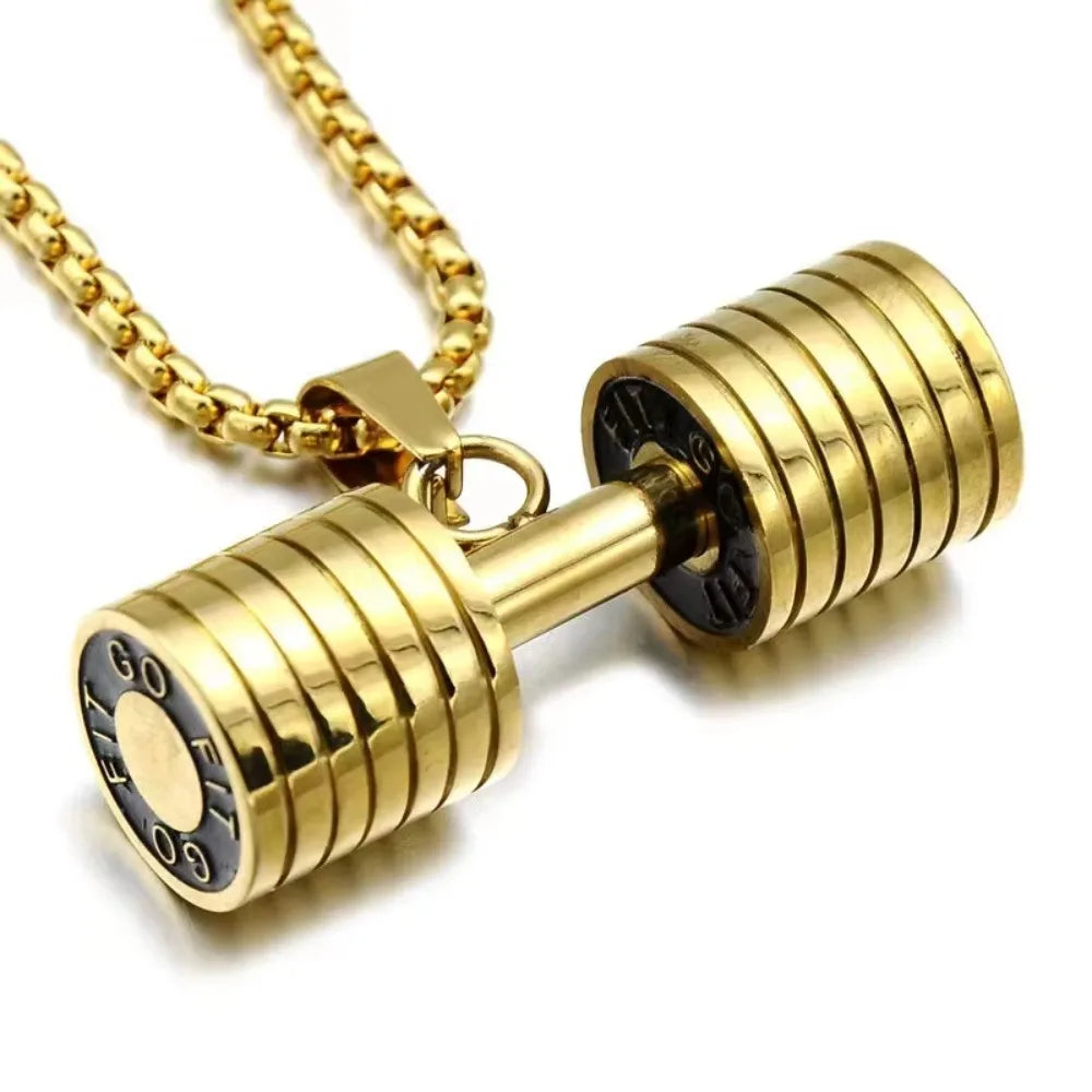 Collier pendentif haltère unisexe GRITT en acier inoxydable
