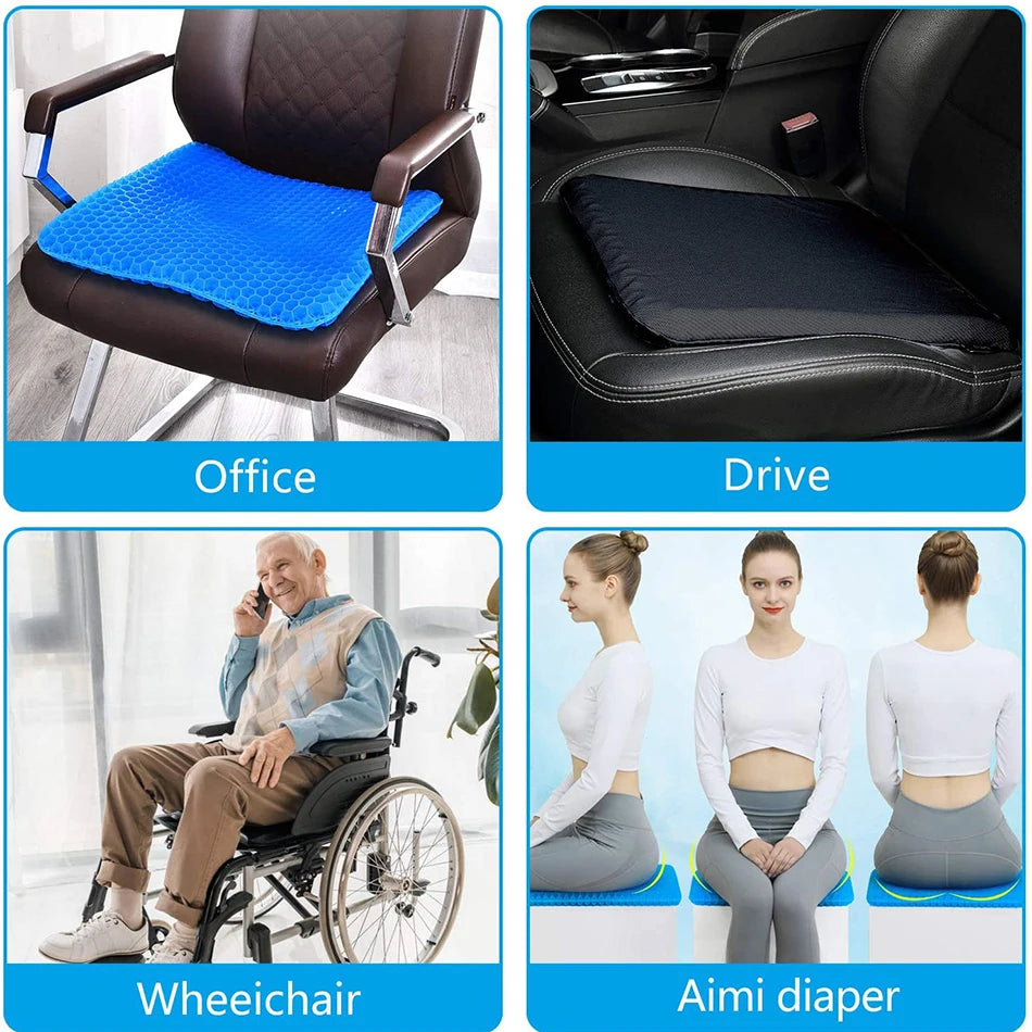 AEROGEL CUSH – Coussin de siège orthopédique en gel avec design en nid d'abeille respirant