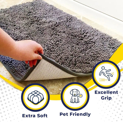 Tapis absorbant et antidérapant en chenille pour animaux de compagnie, idéal pour les entrées intérieures