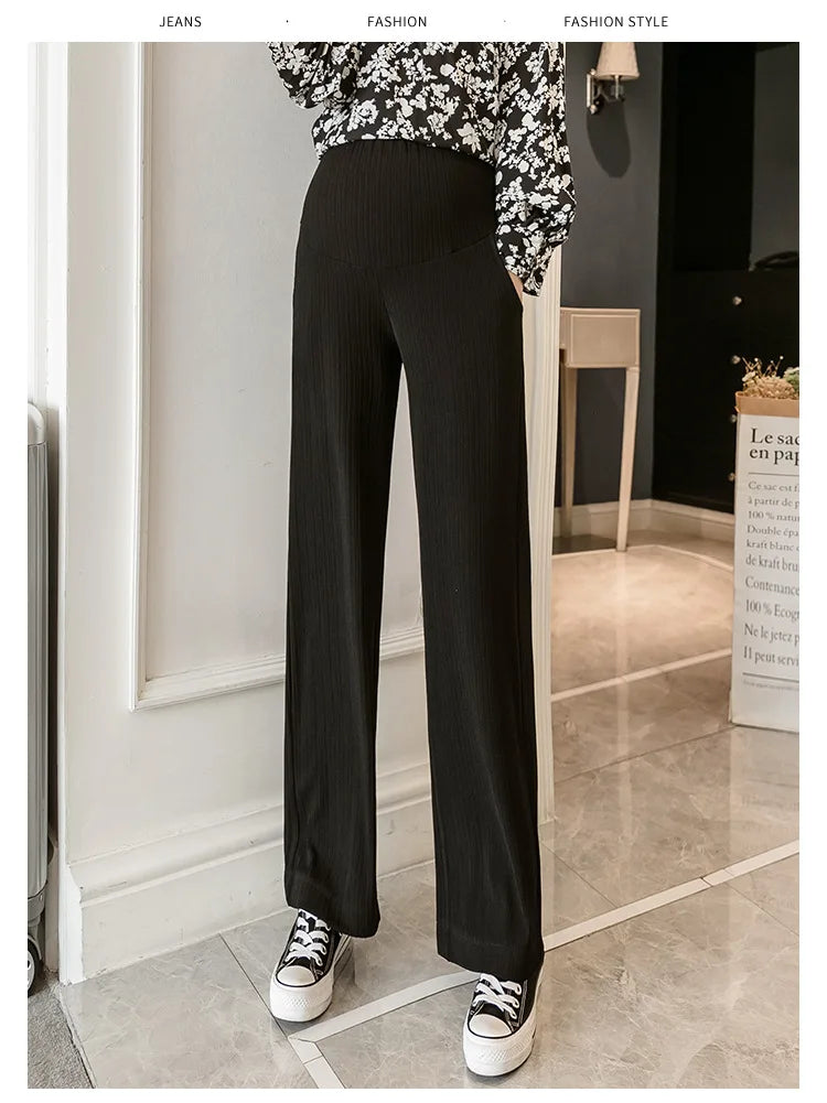 Pantalon de maternité décontracté MATBELLE avec empiècement ventral épais