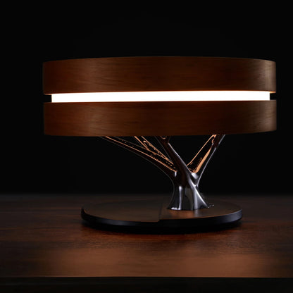 ORBITLIGHT – Lampe de bureau d'ambiance 4 en 1 avec chargement sans fil, musique et style intemporel 