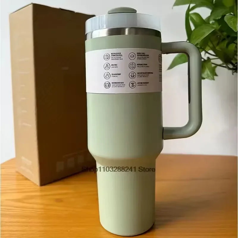 Bouteille isotherme en acier inoxydable avec poignée et couvercle à paille – 1,2 L