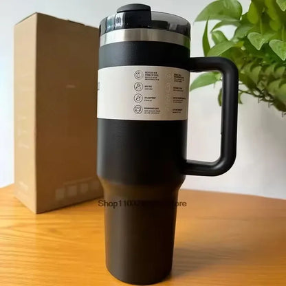 Bouteille isotherme en acier inoxydable avec poignée et couvercle à paille – 1,2 L