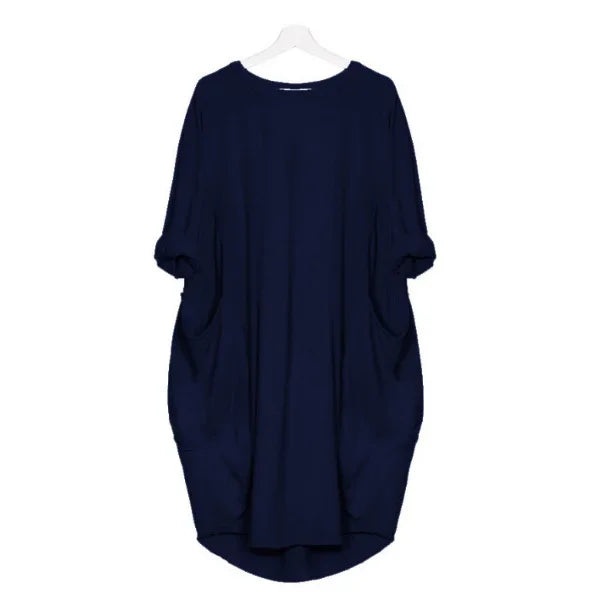 Robe de maternité trapèze en coton et polyester à manches longues