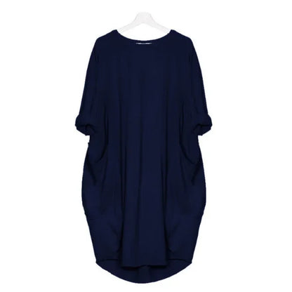 Robe de maternité trapèze en coton et polyester à manches longues