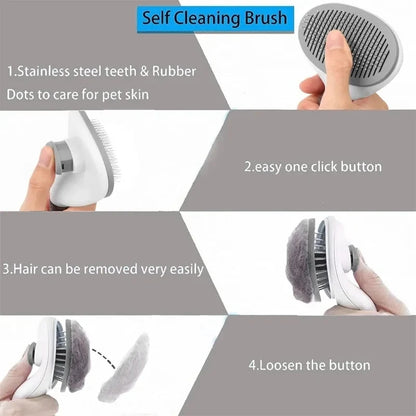 Brosse autonettoyante pour poils d'animaux et poils de chats et de chiens