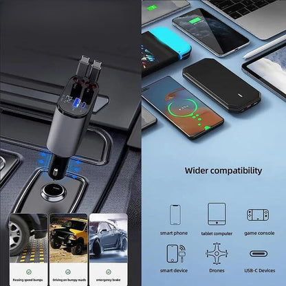Chargeur de voiture rétractable 4 en 1 VOLTRIX avec 120 W