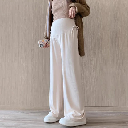 Pantalon de maternité / Taille haute avec maintien du ventre – Jambe large