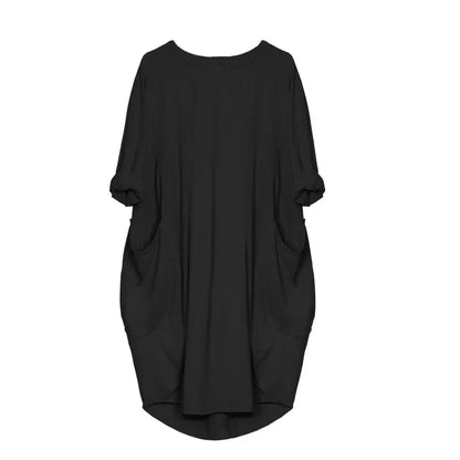 Robe de maternité trapèze en coton et polyester à manches longues