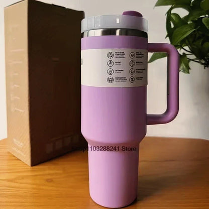 Bouteille isotherme en acier inoxydable avec poignée et couvercle à paille – 1,2 L