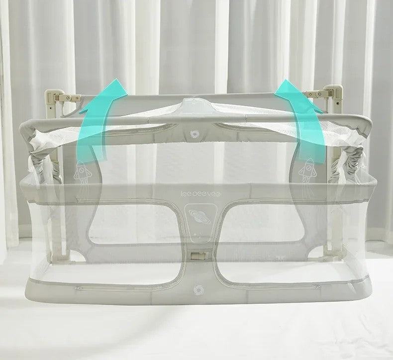 Lit bébé pliable 2 en 1 avec barrière de sécurité