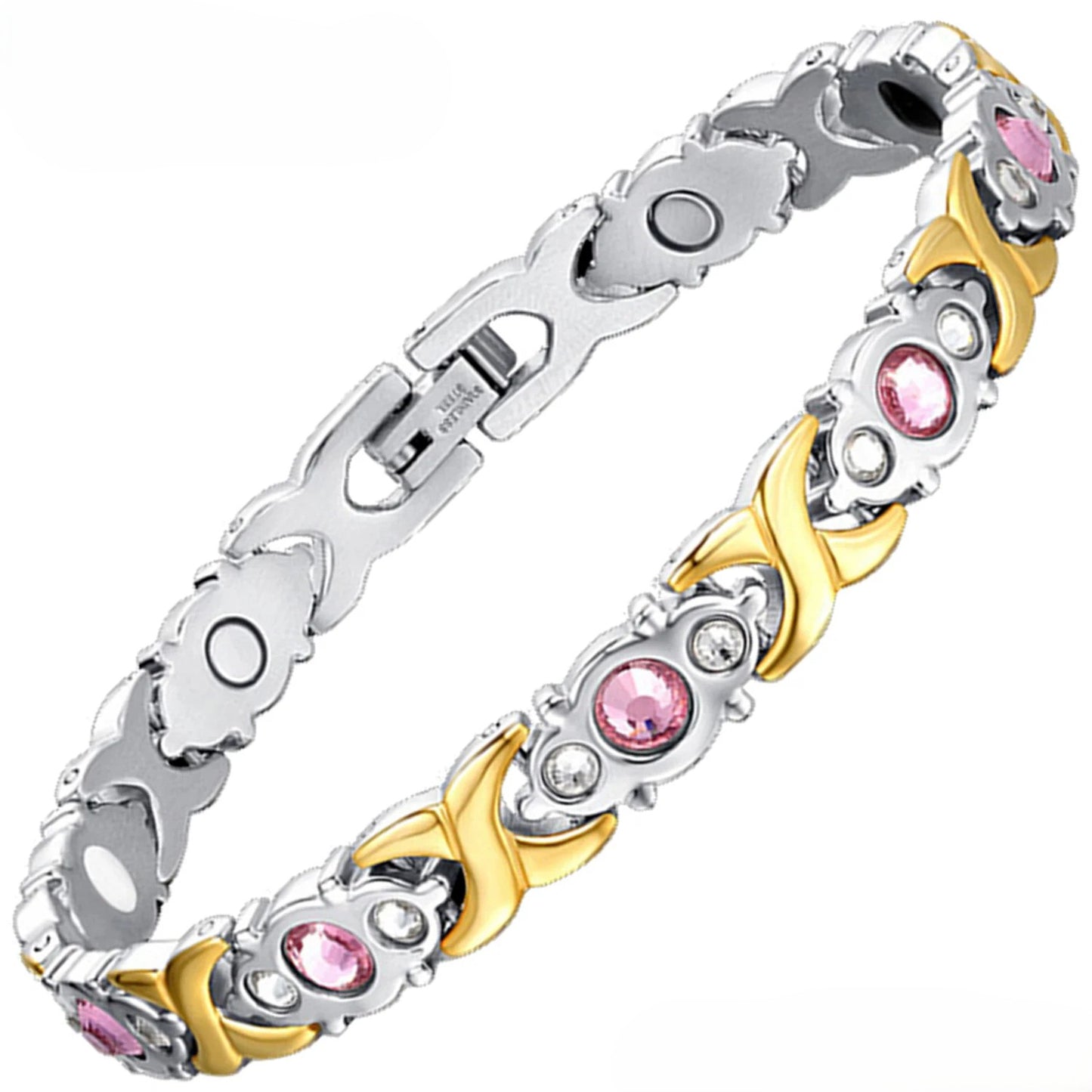 Bracelet bioénergétique LYMORA pour femme avec cristaux naturels et acier titane