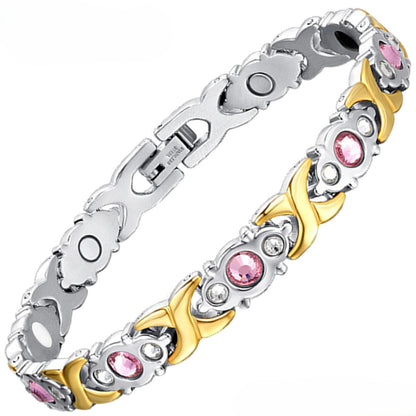 Bracelet bioénergétique LYMORA pour femme avec cristaux naturels et acier titane