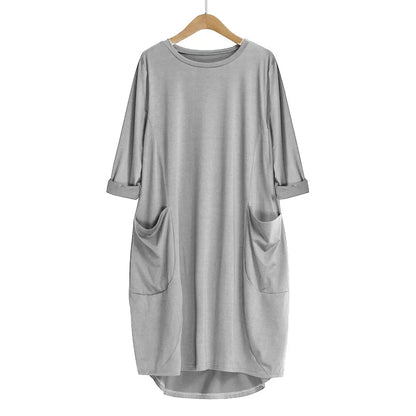 Robe de maternité trapèze en coton et polyester à manches longues