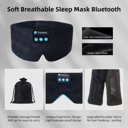 Masque de sommeil Bluetooth / Réglable et confortable pour les voyages et l'insomnie