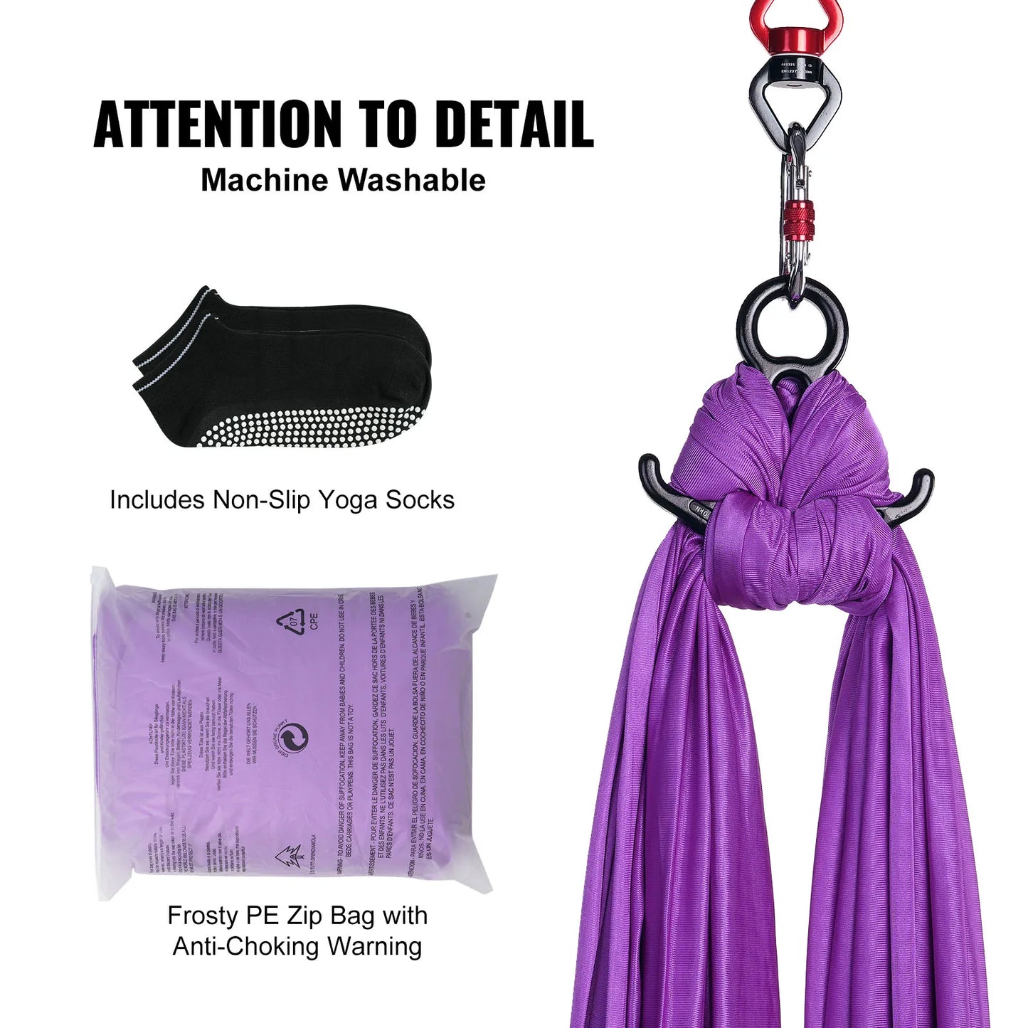 Hamac de yoga aérien professionnel AEROFLOW en nylon 100 g/m² avec kit complet 