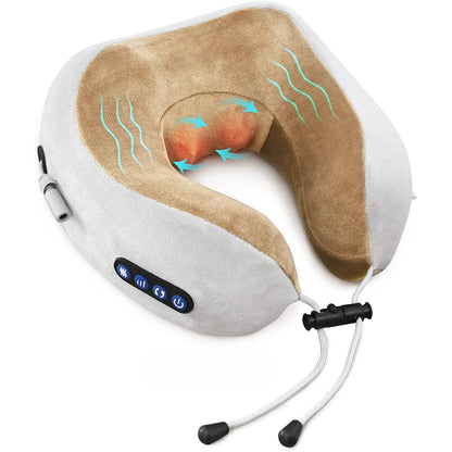 Masseur de cou en forme de U / Oreiller électrique portable avec chauffage et port USB