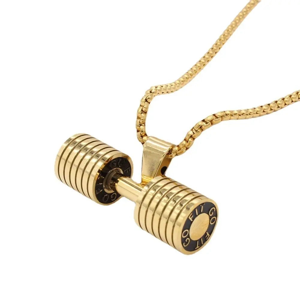 Collier pendentif haltère unisexe GRITT en acier inoxydable