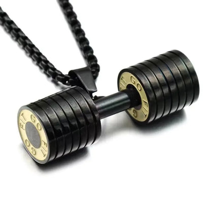 Collier pendentif haltère unisexe GRITT en acier inoxydable