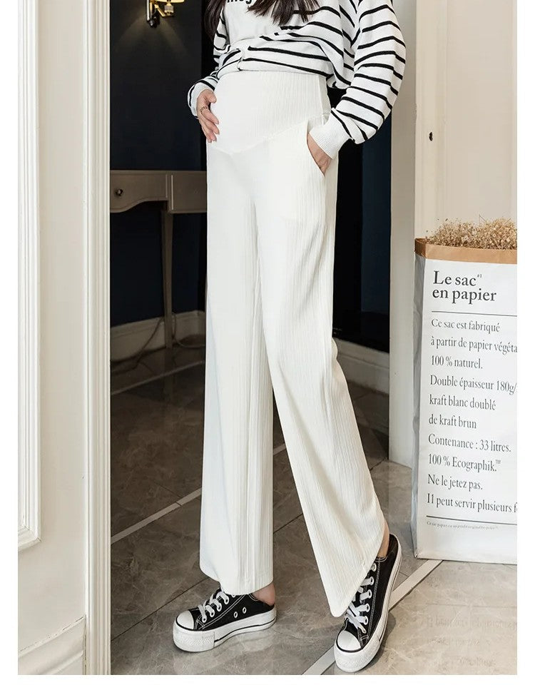 Pantalon de maternité décontracté MATBELLE avec empiècement ventral épais
